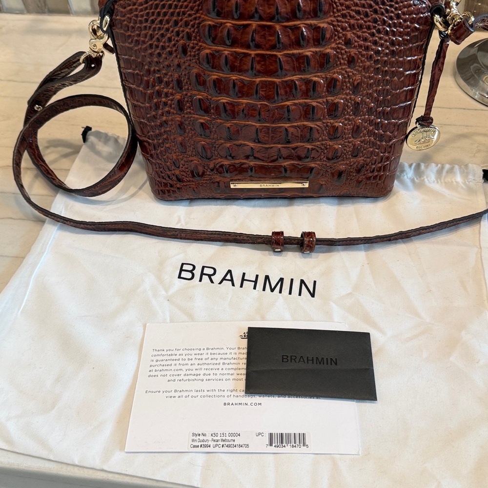 Brahmin Mini Duxbury Brown Pecan Melbourne Crossbody Bag - Picture 6 of 7